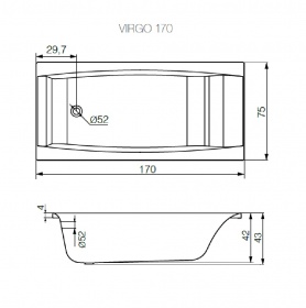 ����� ����� VIRGO 170x75 ������������� (��� �����), ����� (Cersanit)
